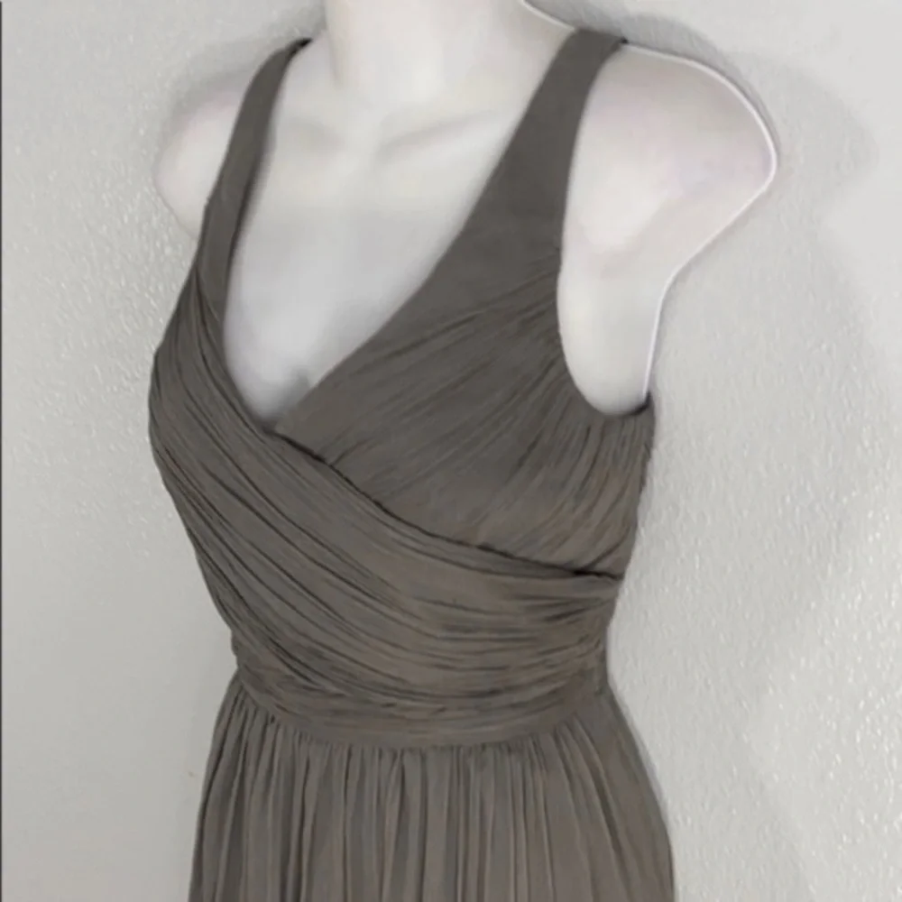 NWT J. Crew Heidi gray silk wrap bodice flare dress